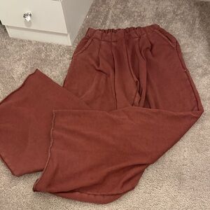 Aerie Wide Leg Pants in Rust